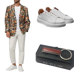 EUC - Vintage Jos. A. Banks Madras Cotton Patchwork Plaid Sport Coat